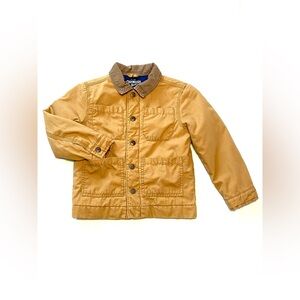Oshkosh Toddler Button-Front Barn Jacket 4T Tan Canvas Corduroy Collar